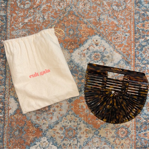 cult gaia Handbags - Cult Gaia | Brown Tortoise Acrylic Ark Mini Clutch